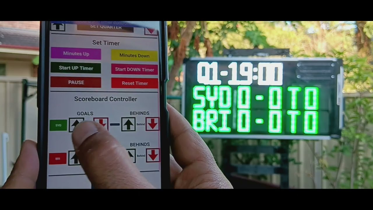Hire Rent AFL Footy Digital Scoreboard in Sydney- Android App operated. 120cm x 60cm- SCOREDUINO