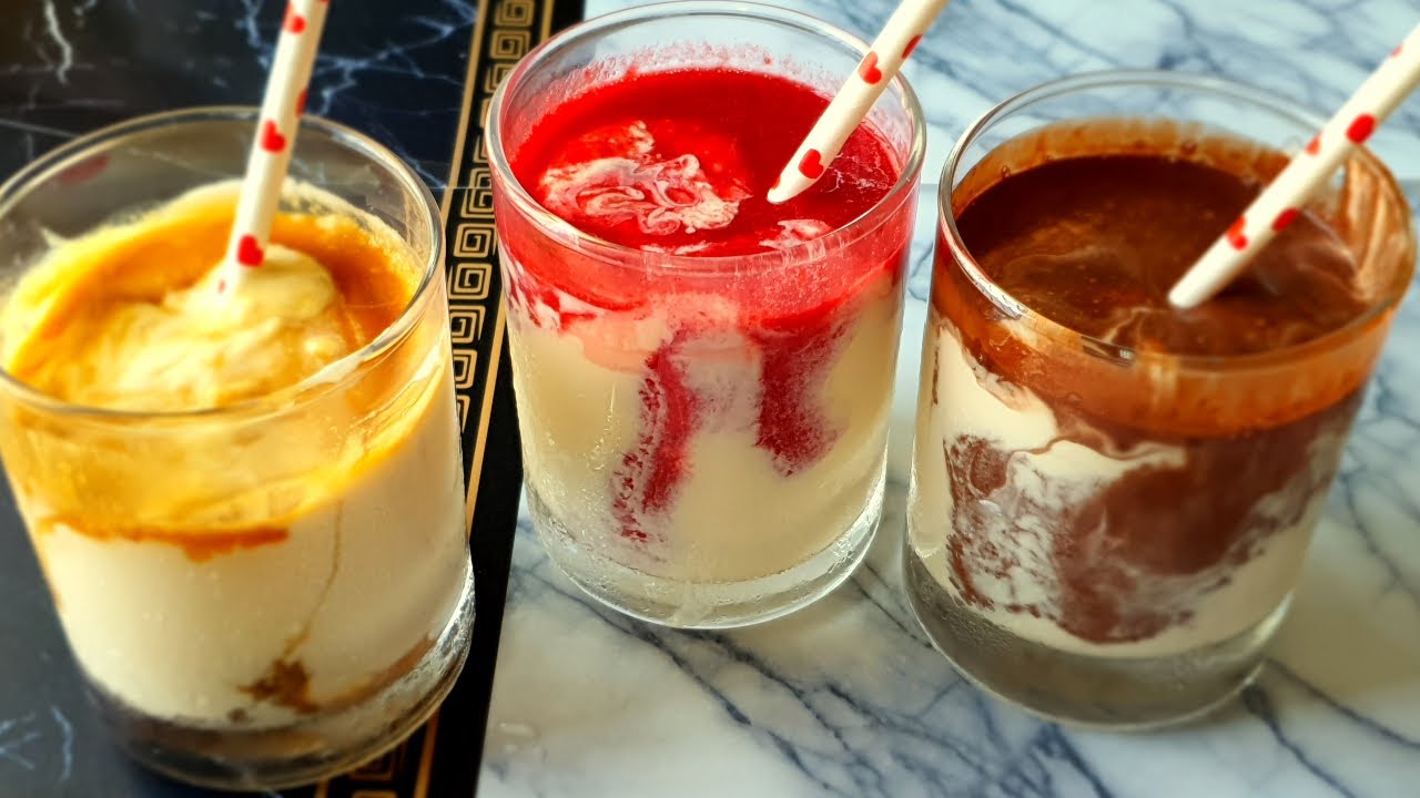 ايسكريم صنداي في الخلاط 3 مكونات فقط صحي بدون سكر🍦منعش في الحر اسهل صوص شوكولاته 🍫فراولة 🍓كراميل🍯