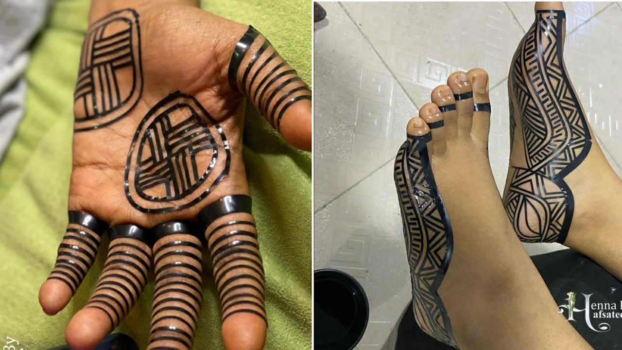 latest 2022 sudanese mehndi designs/Amazing Easy Cello Tape Foot Mehndi Design With Trick Cello tape