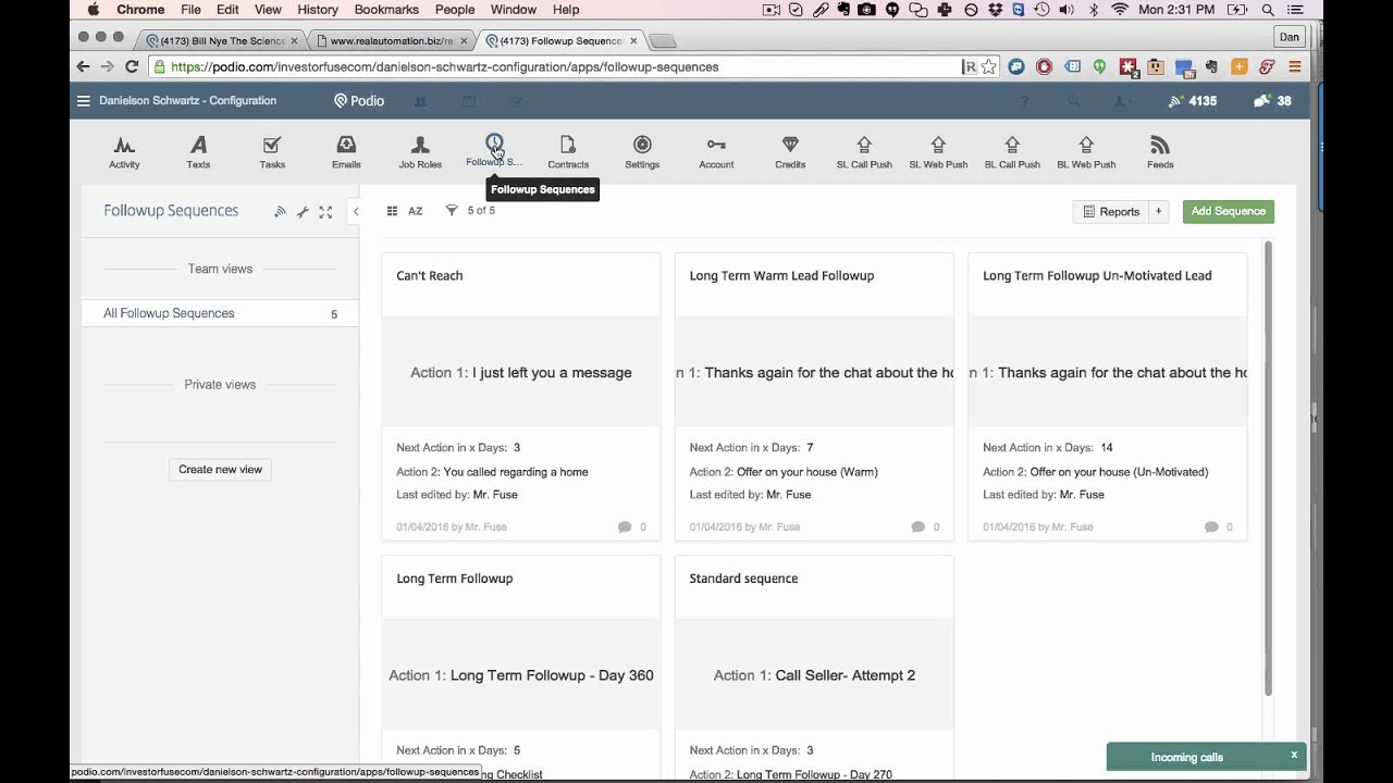 InvestorFuse Podio Followup Automation Demo