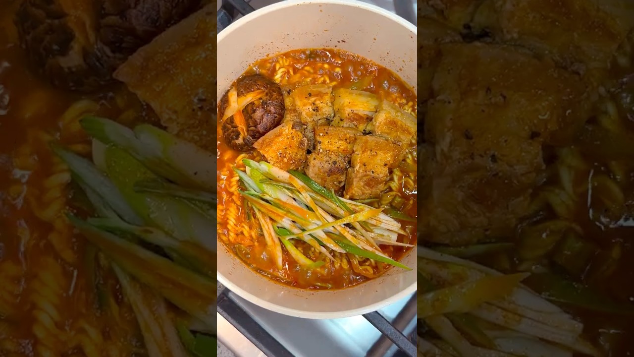 Upgrade Your Ramen| Spicy Pork Belly Noodle #asmr #food #koreanfood #cooking