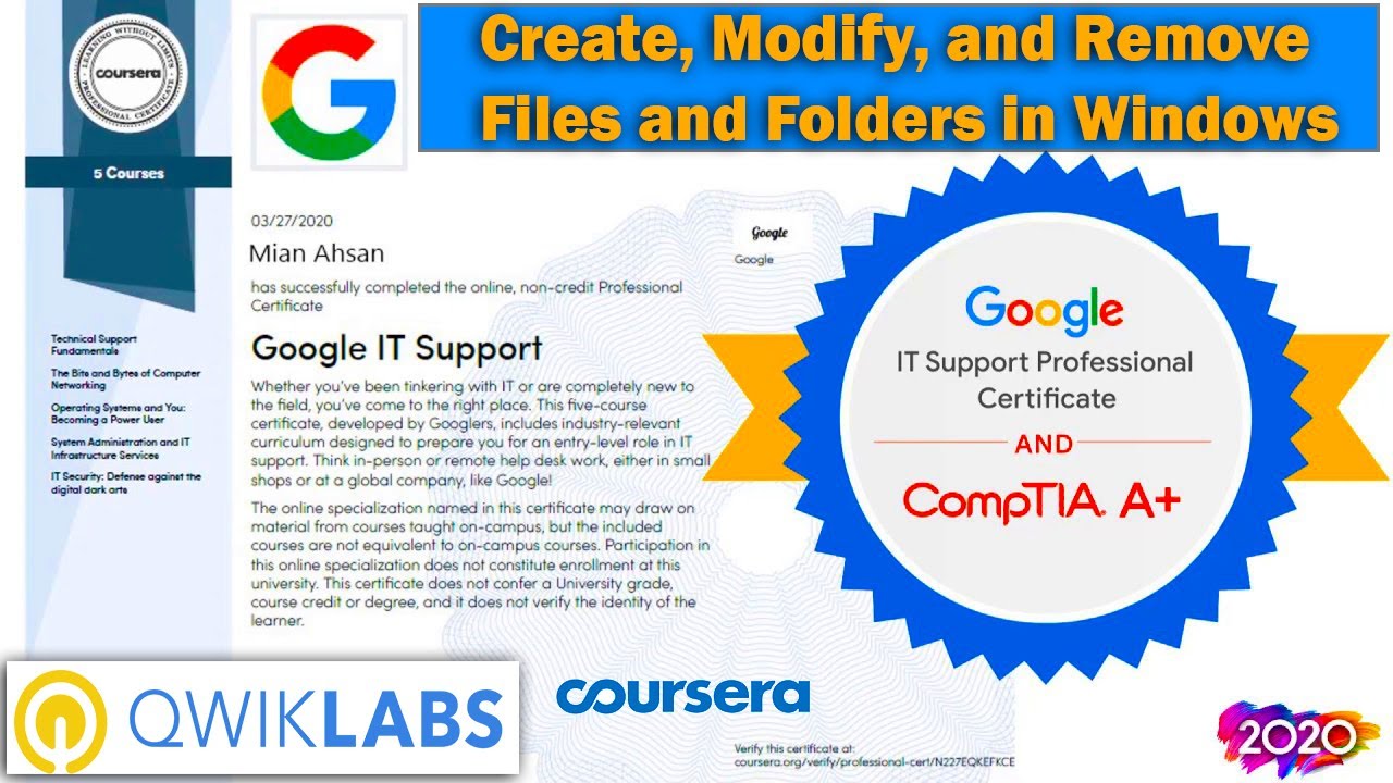 Create, Modify, and Remove Files and Folders in Windows, Week 1| Qwiklab Solved | Google IT Support