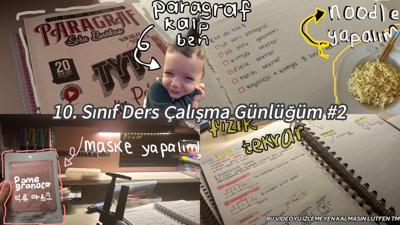 10. Sınıf Ders Çalışma Günlüğüm #2|Noodle,maske,bolll konu tekrarı,bolll sohbet 💕😋🤏🏻|#keşfet #tyt 
