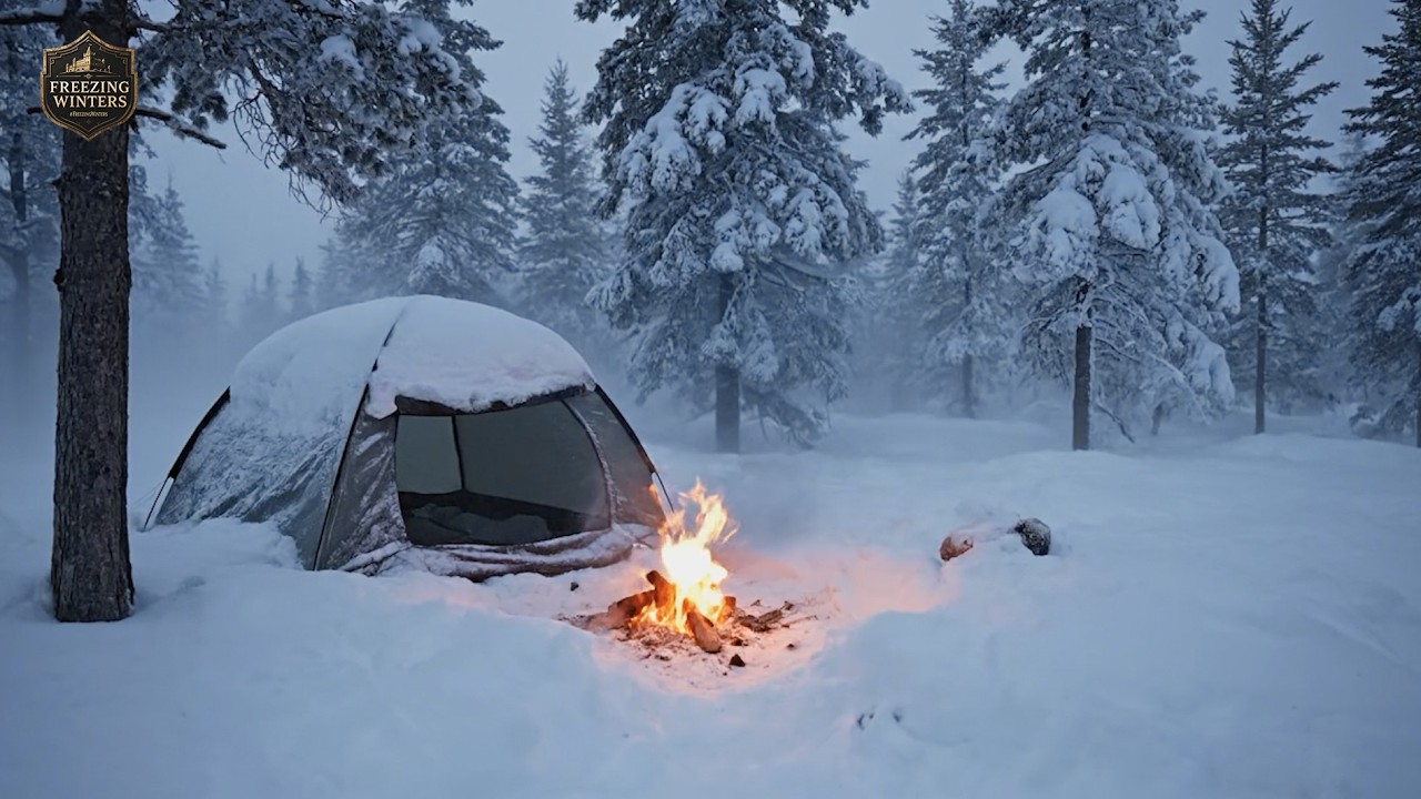 Winter Camping at  41°C ❄️ Frozen Snowstorm & Cold Wind Sounds for Deep Sleep