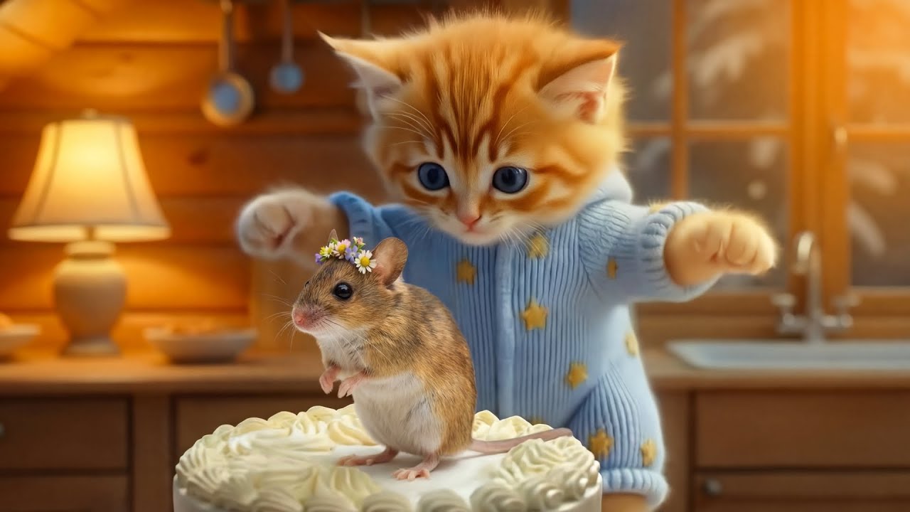 Котёнок, мышь и праздничный торт | Доброта Йойо спасает её день ☀️🎂