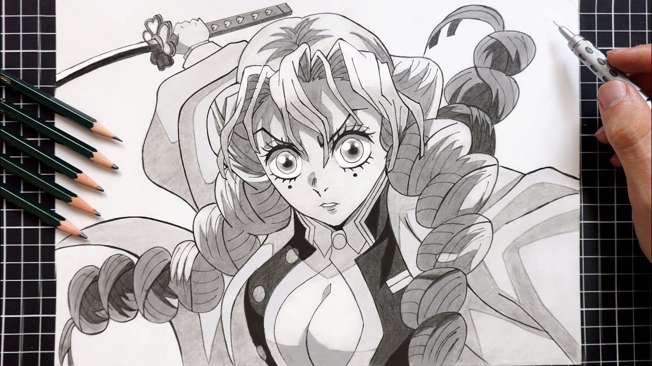 how to draw Mitsuri Kanroji - Demon slayer [Kimetsu no Yaiba] | Easy Drawing