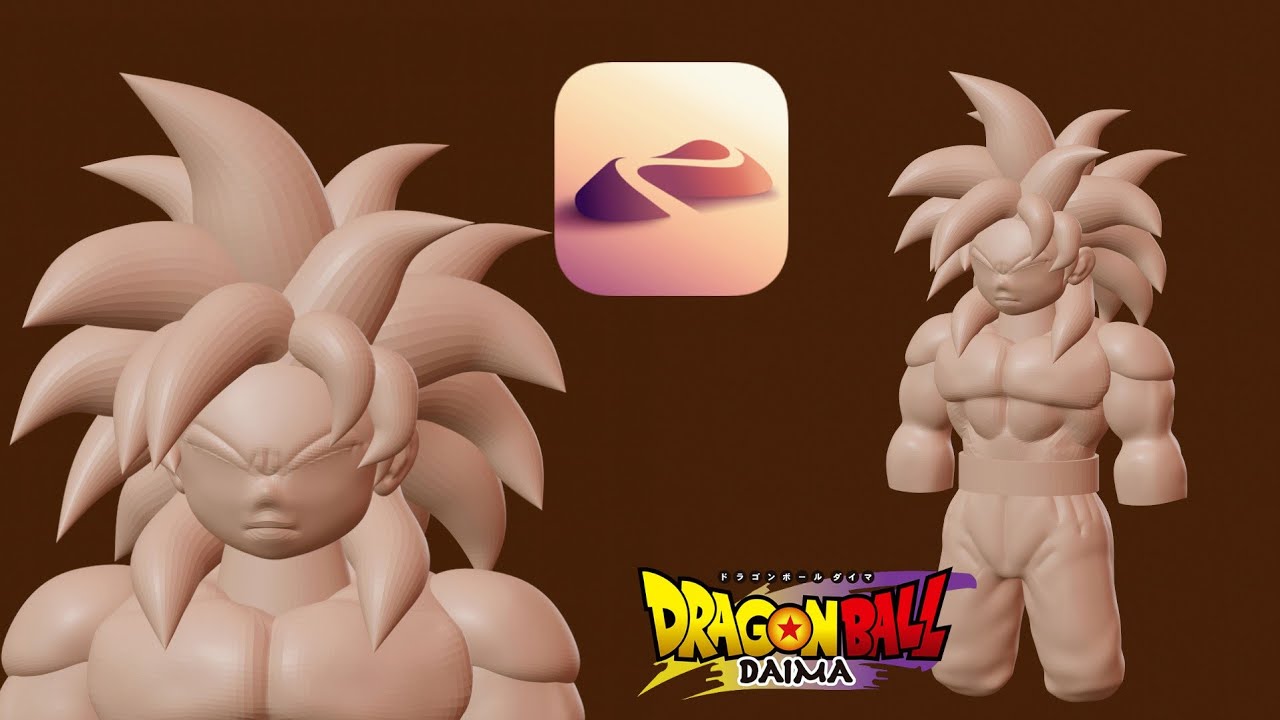 Seguimos esculpiendo a Goku ssj4 Daima en vivo con Nomad Sculpt desde mi celular!