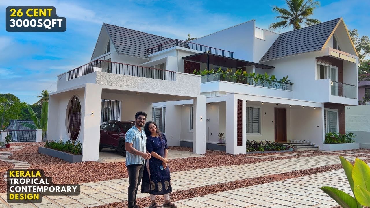 മുറ്റം മുഴുവൻ pebbles ! A kerala Tropical Contemporary House Design | Homes | HOMETOUR | Architalks