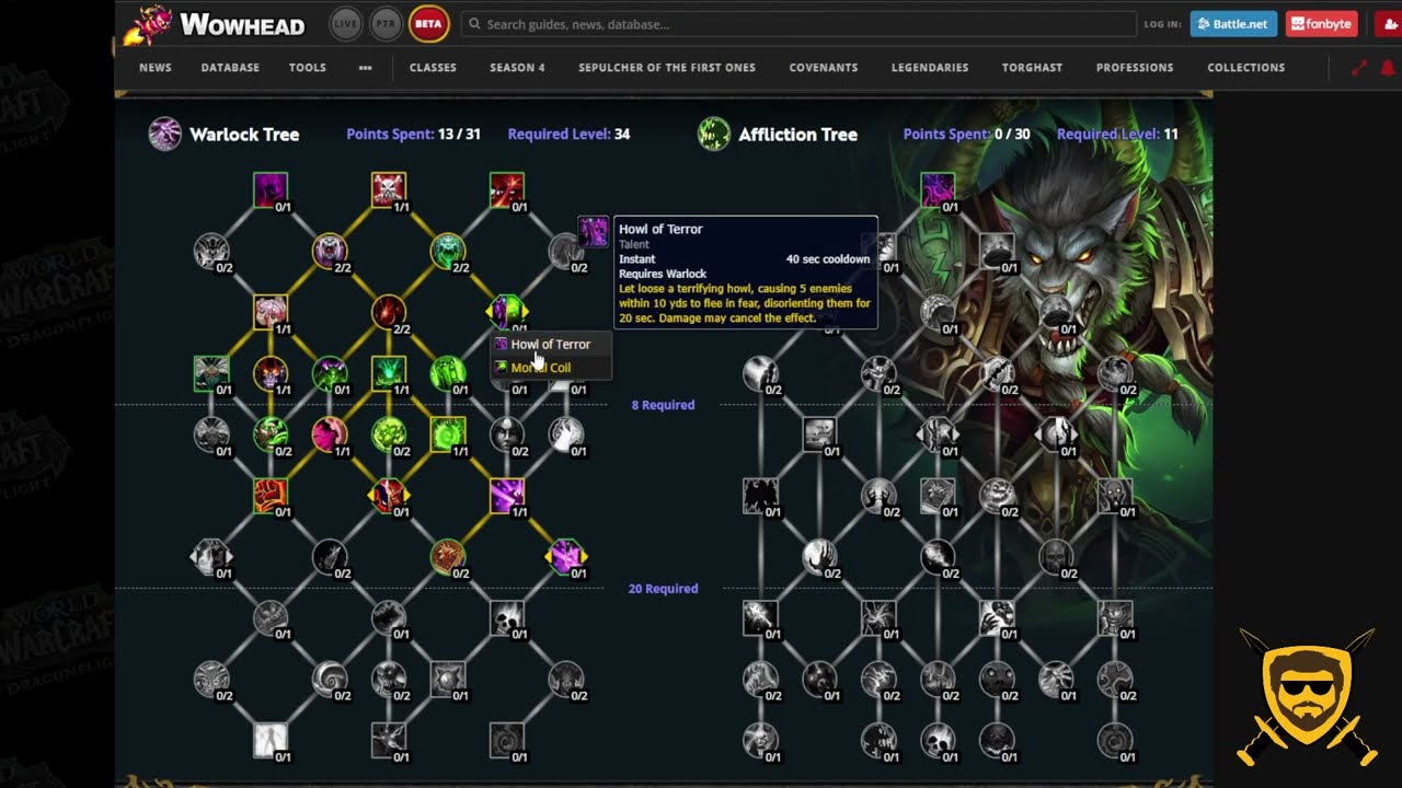 World of Warcraft: Dragonflight Alpha | Class Talent Trees | Affliction Warlock