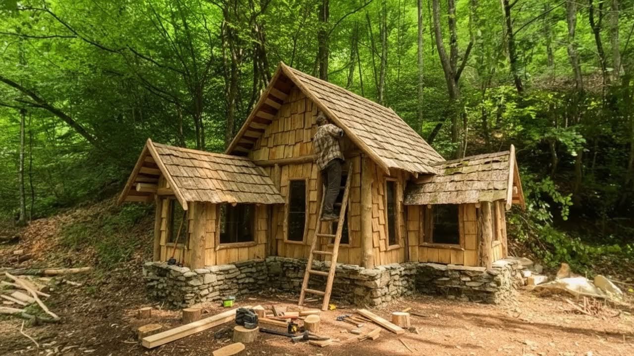 I built my dream house in the woods in 70 days | From Start To Finish.