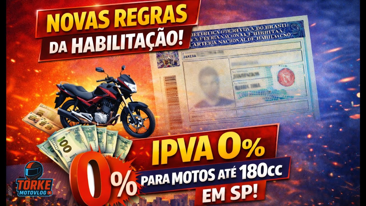 Nova Lei da Habilitação + Motos até 180cc SEM IPVA em SP! Entenda Agora #CNH2026 #MotoSemIPVA
