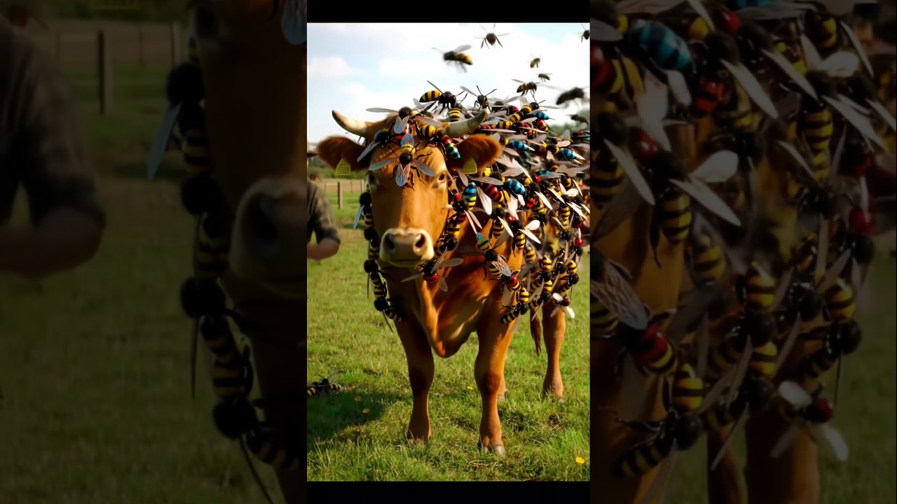 Billions of Bees Attack After Hive is Broken! 🐄#ai #trending #farmer #humanity