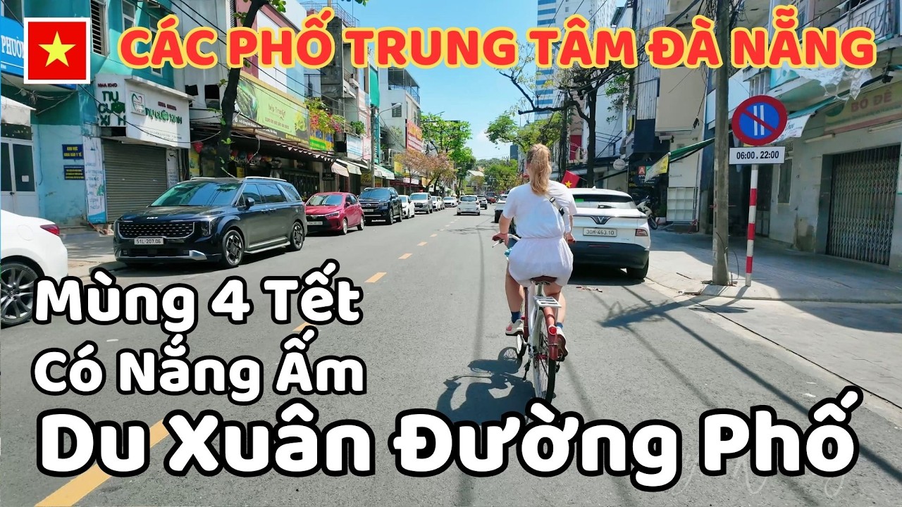 Các Phố Trung Tâm Đà Nẵng , Mùng 4 TếT Có Nắng Ấm Du Xuân Đường Phố , Ngang Qua Sân VĐ Chi Lăng