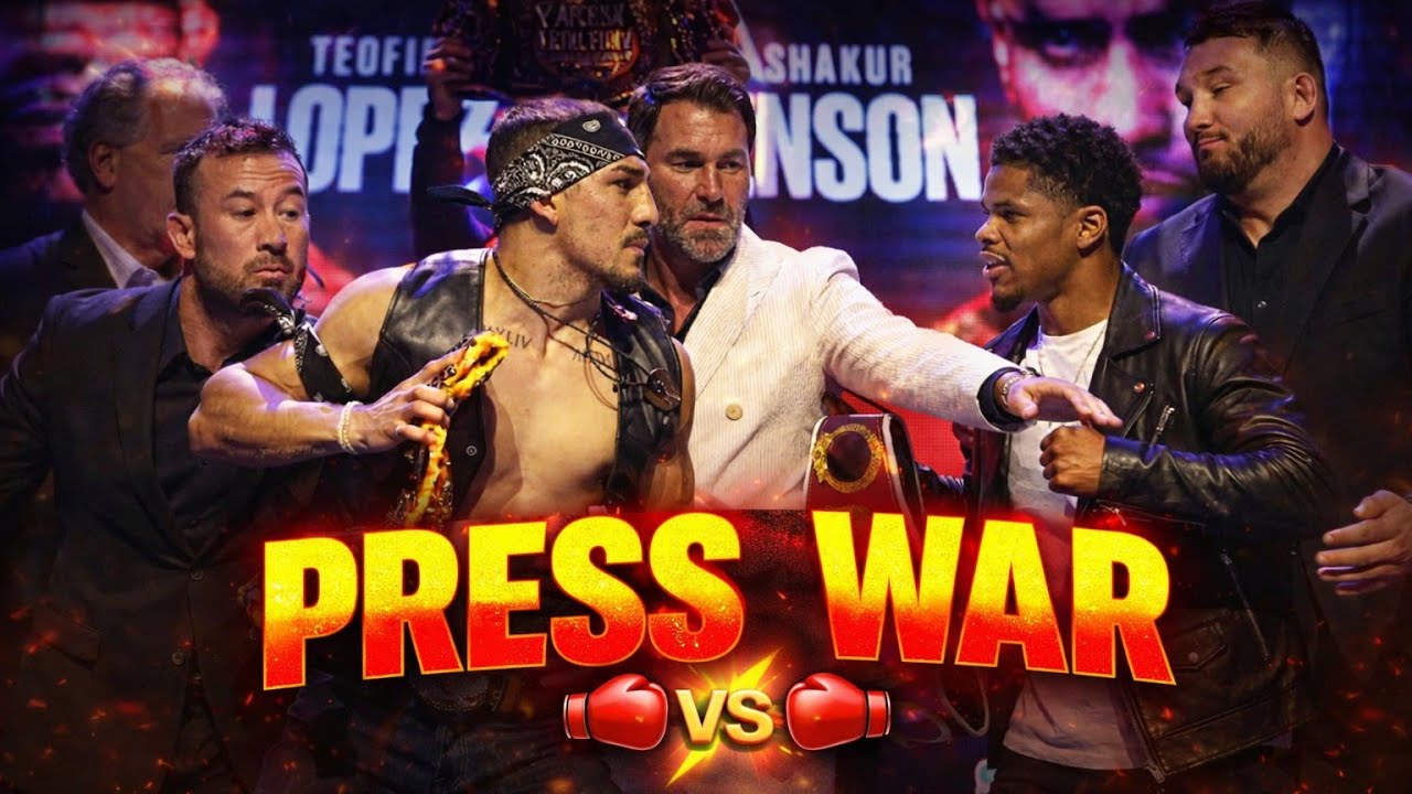 😱 Teofimo Lopez ALMOST PUNCHES Shakur Stevenson! PRESS CONFERENCE ERUPTS!
