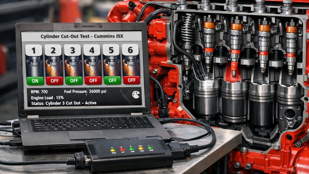 Como hacer corte de cilindros o inyectores de un motor Cummins ISX, ISC, ISB, ISM, N14 CELEC N14PLUS