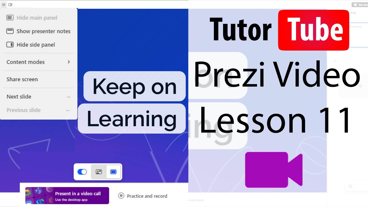 Prezi Video Tutorial - Lesson 11 - Choosing Camera and Mirroring Camera
