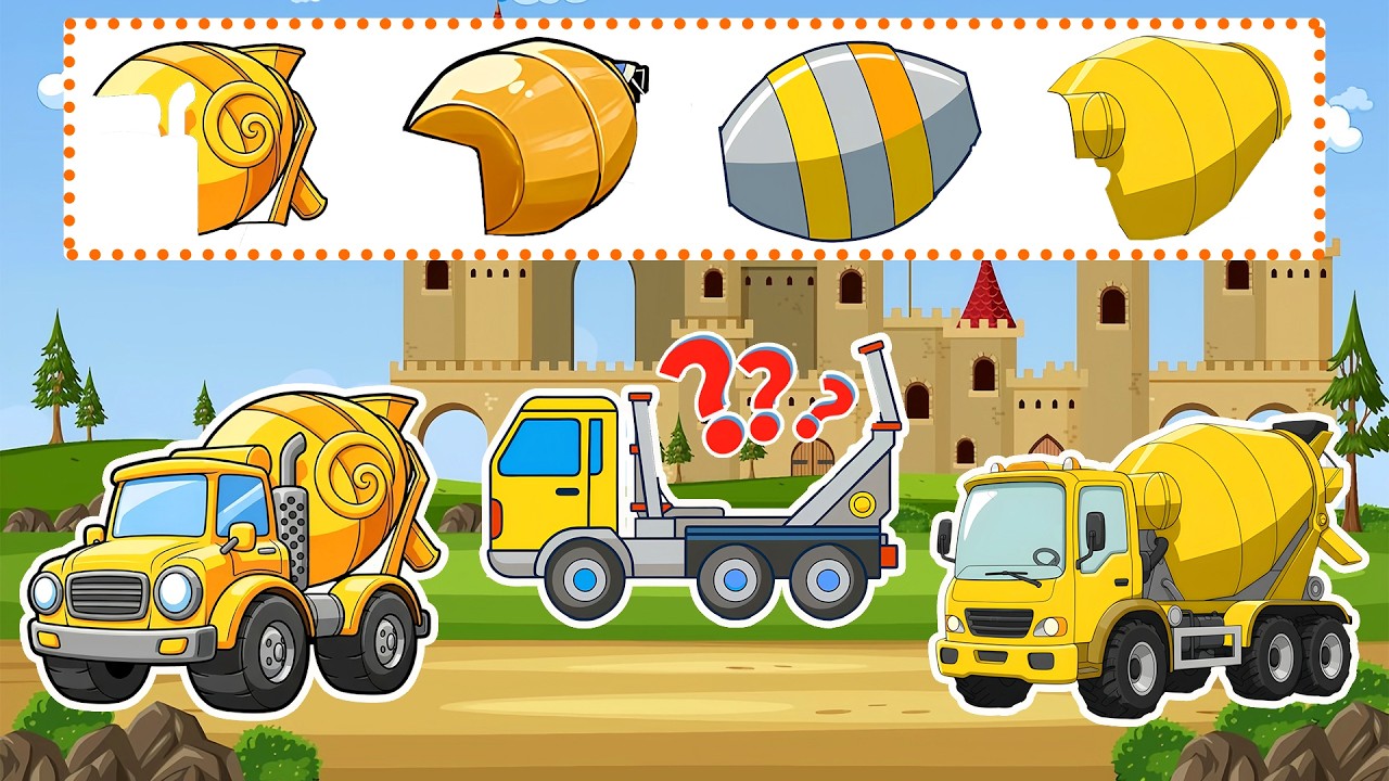 Cement Mixer Build Challenge! 🚛🧩 Find the Missing Truck Part! | Vehicles Animation
