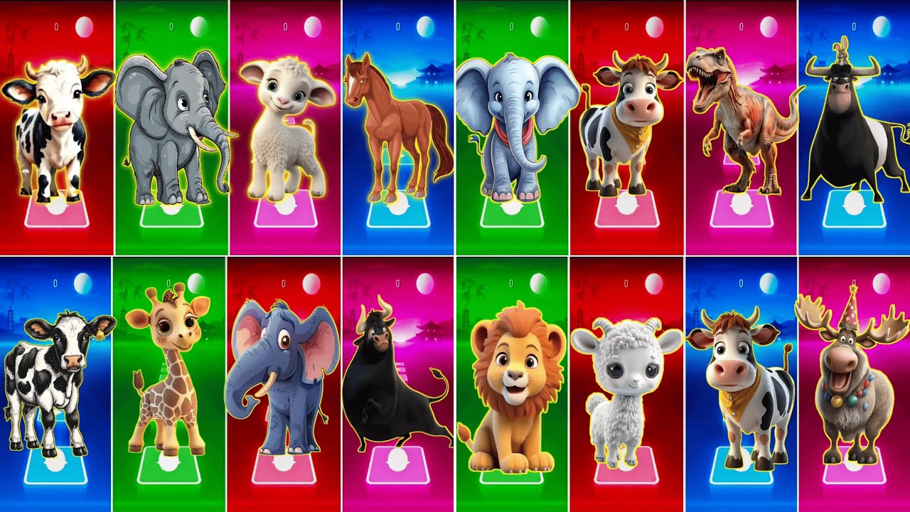 Funny Cow 🐄 🆚 Funny Elephant 🐘 🆚 Funny Sheep 🐏 🆚 Funny Horse 🐎 Tiles Hop EDM Rush #tileshopedmrush​