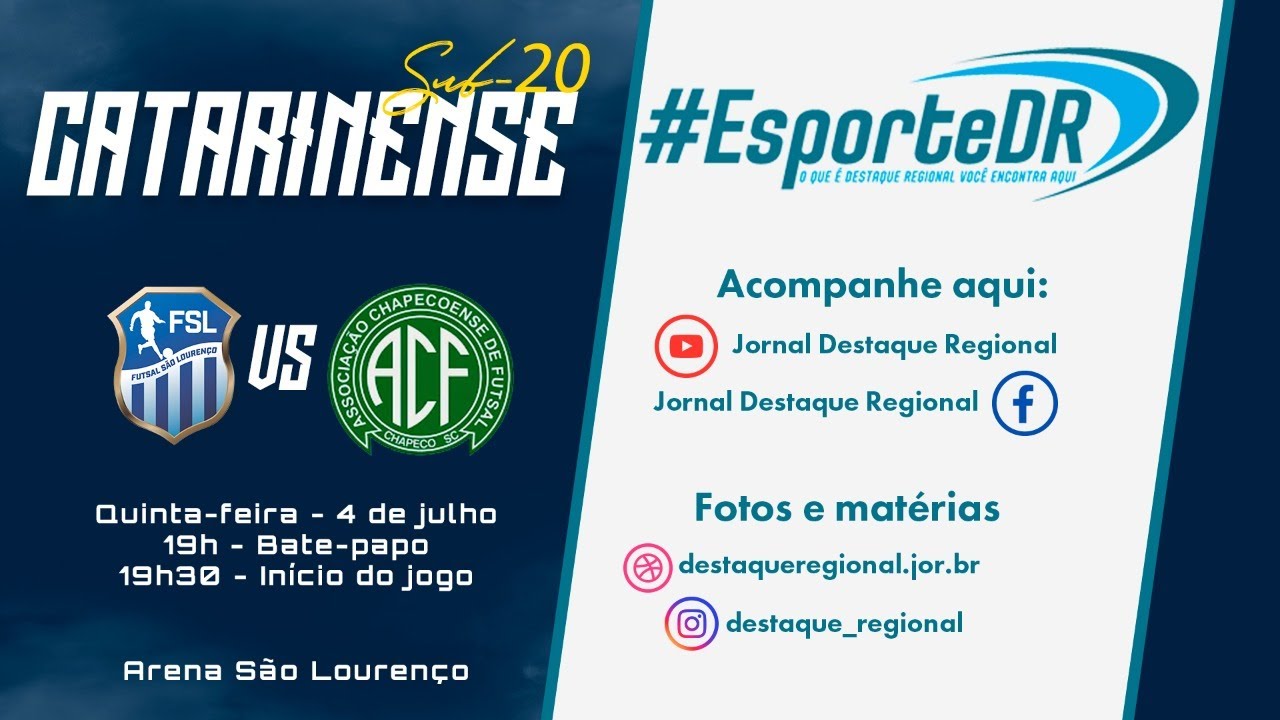 Futsal São Lourenço X Chapecoense - Catarinense Sub-20 - Ao vivo e com imagens