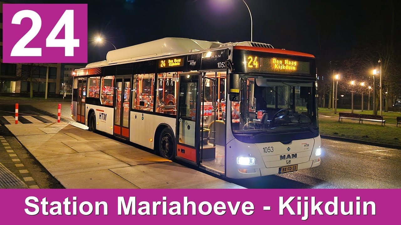 HTM lijn 24: Station Den Haag Mariahoeve - Den Haag Kijkduin | HTM 1053 | 2025