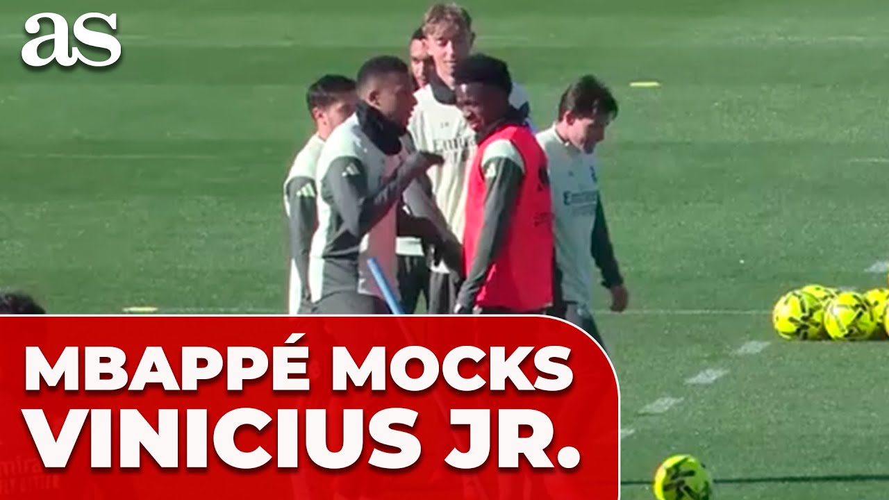 MBAPP&Eacute; mocks VINICIUS after winning training challenge