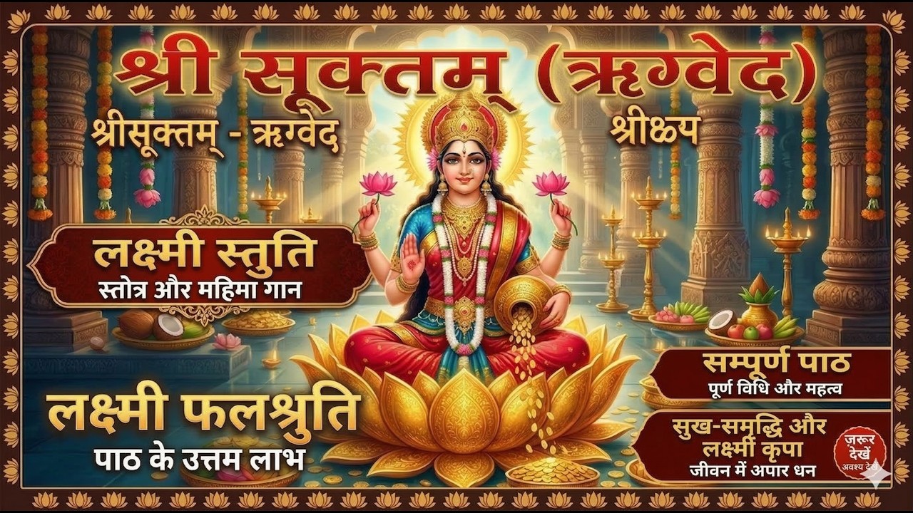 ऋग्वेदोक्त श्री सूक्तम् सम्पूर्ण | महालक्ष्मी स्तुति एवं फलश्रुति | Shri Suktam Original Path #love