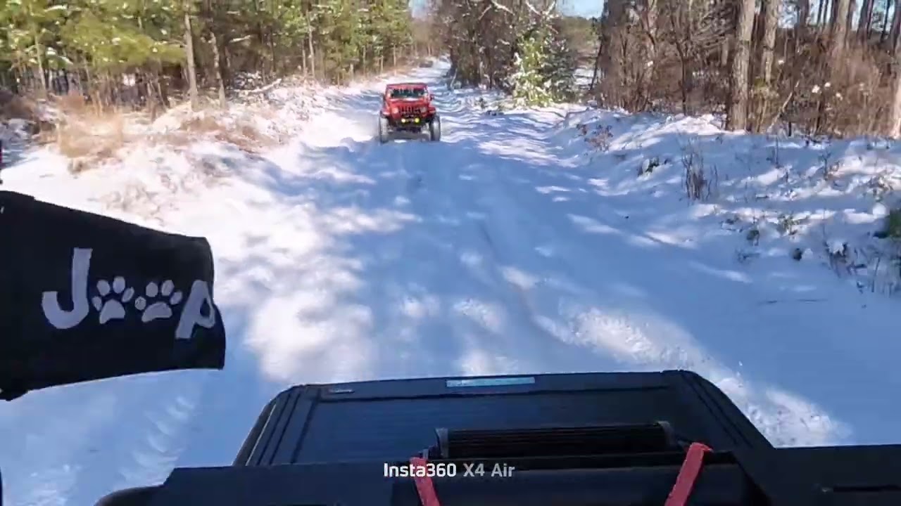 Krush playing in the snow. #4wd #snow #jeepin #insta360go #offroadadventure 