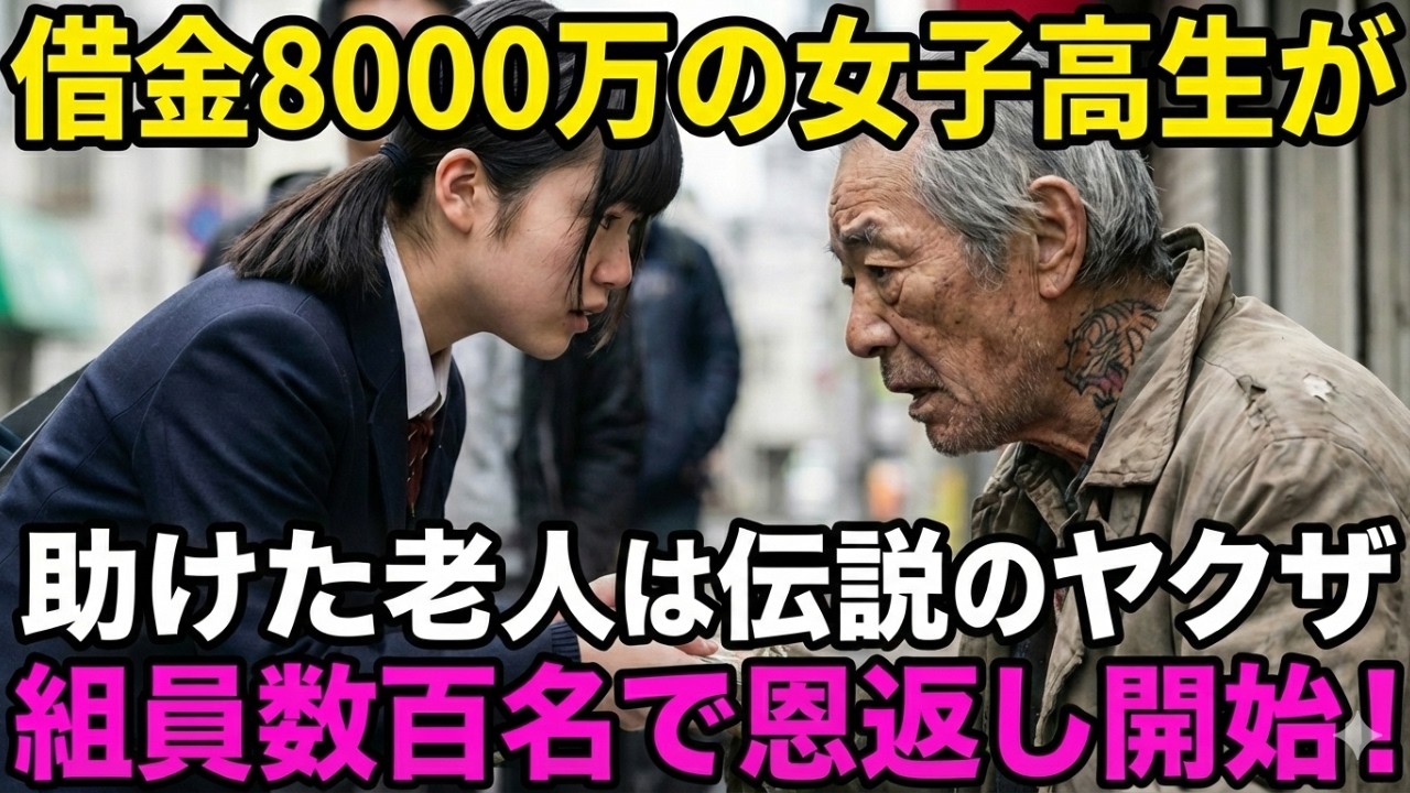 「親の借金8000万払え！」拉致された女子高生を救ったのは、かつて炊き出しで救った老ヤクザだった。廃工場を埋め尽くす高級車と、男たちが一斉に頭を下げた驚愕の正体！