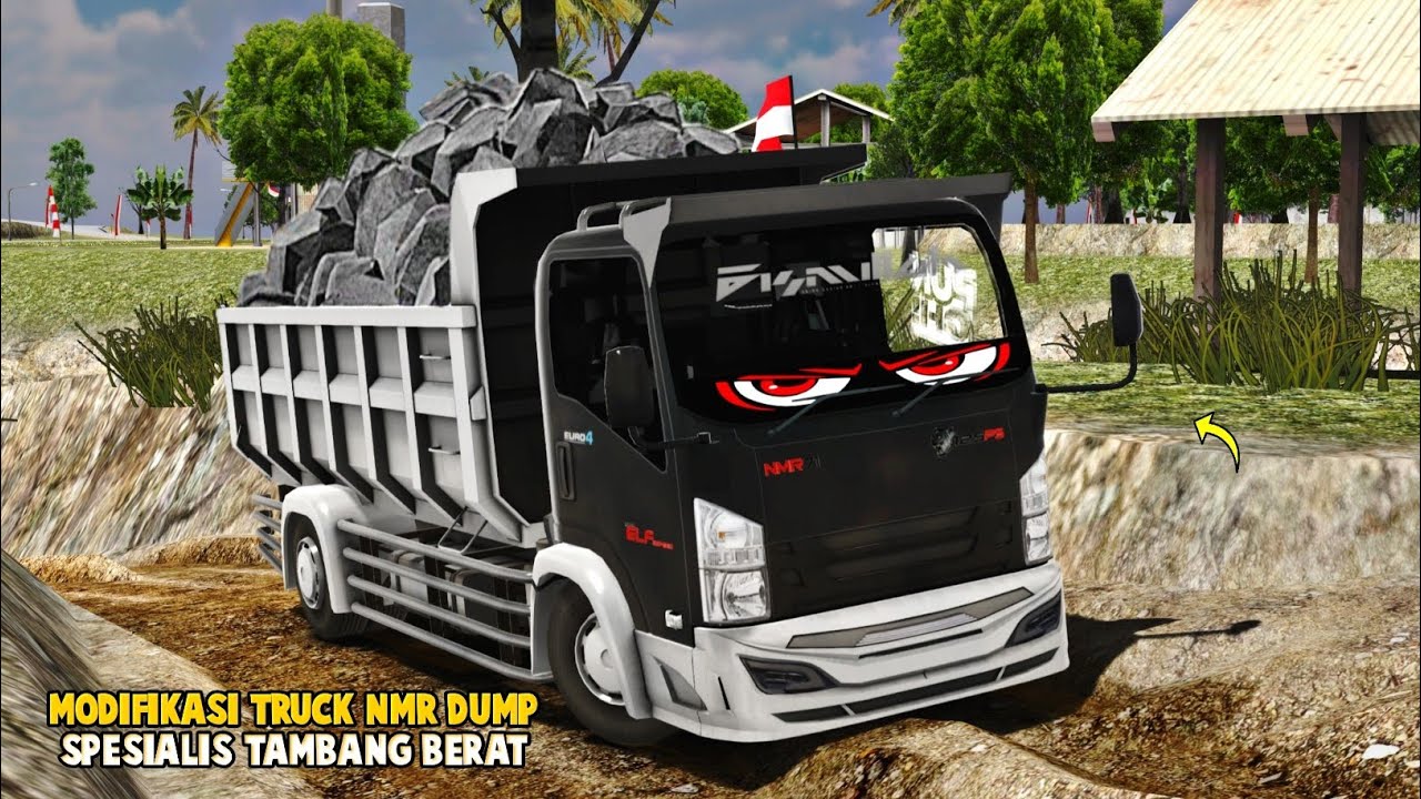 Muat Batu Tambang Naik Truck Nmr Modifikasi Hitam Putih😲ES Truck Simulator ID