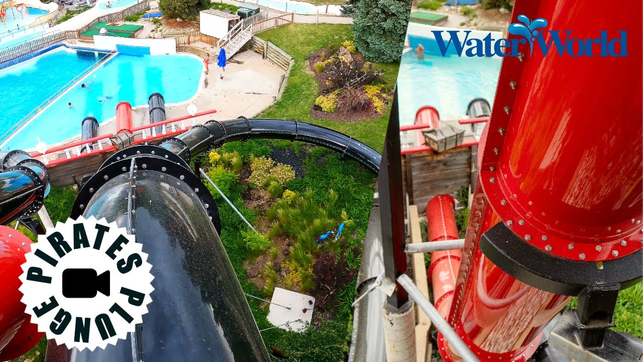 Water World Denver Pirates Plunge Waterslides POV, Colorado Waterpark