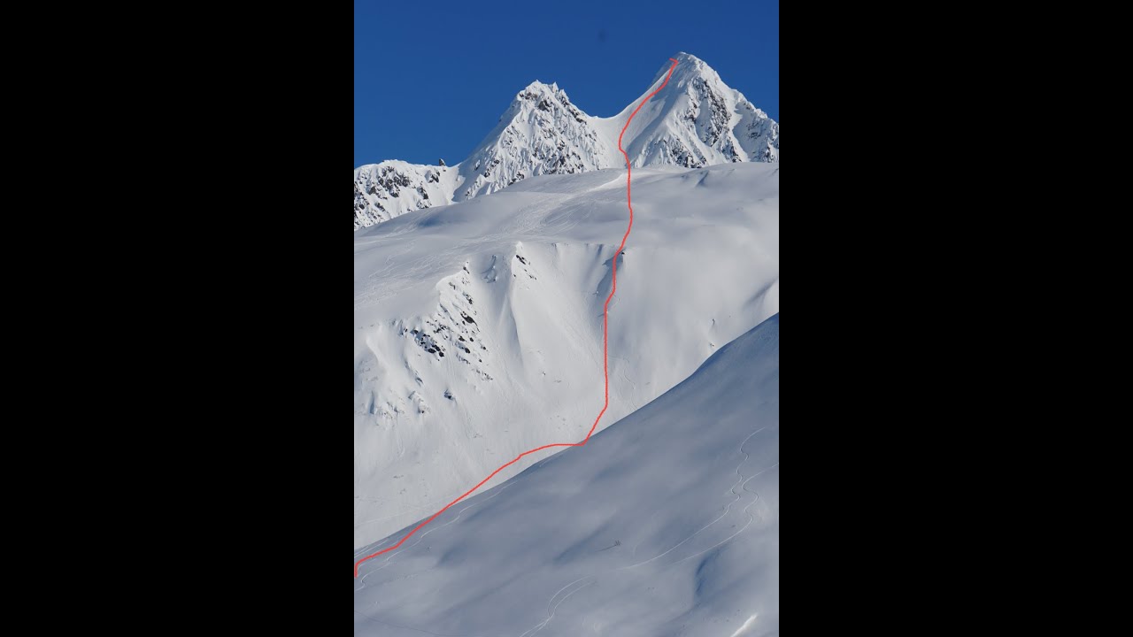 Another epic line in the books. Snowboarding Python Peak, Thompson pass, Valdez AK.