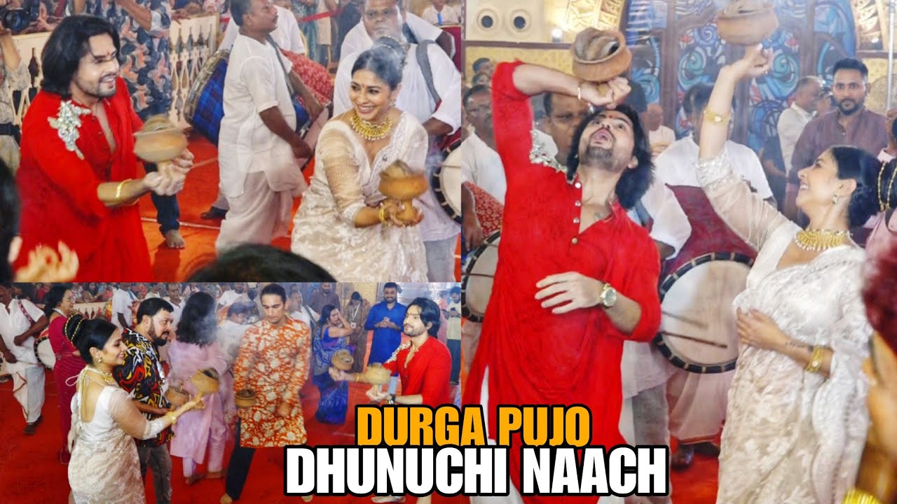 Tanishaa Mukerji Dhunuchi Nach With BF Tarun Raj Nihalani At North Bombay Sarbojanin Durga Puja 2024