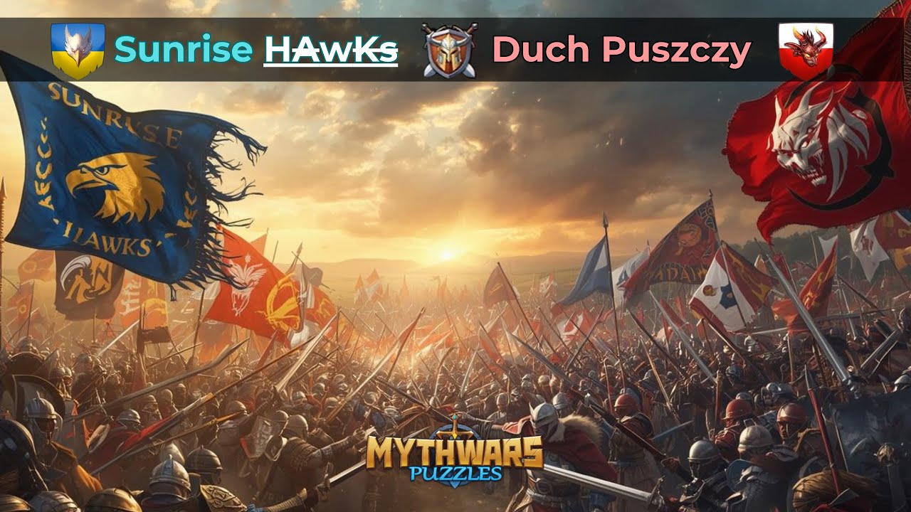 Битва альянсів Sunrise HAwKs проти Duch Puszczy у грі MythWars Puzzles + атаки AndrewUA
