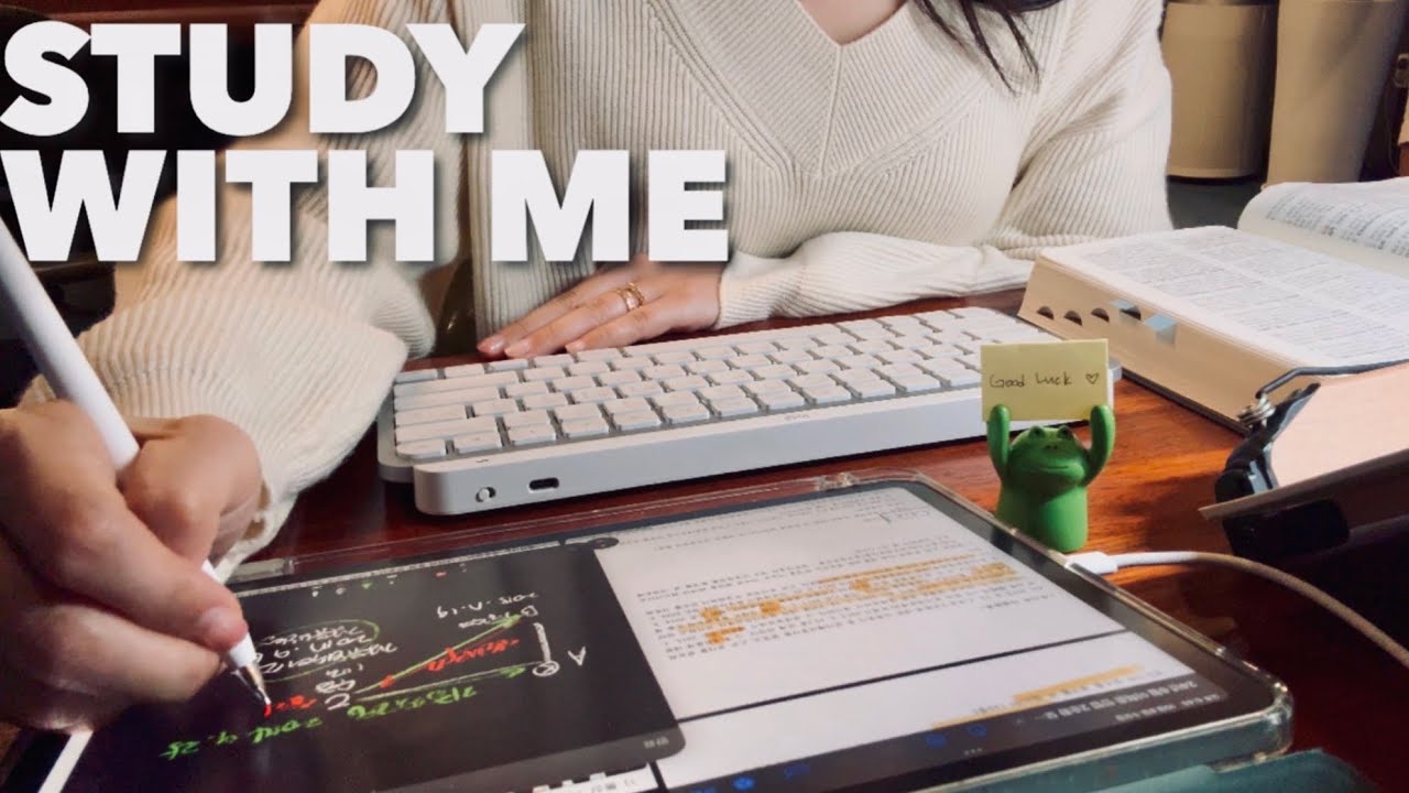 🏖️12-HOUR Study With Me,No music, Real sound,keyboard typing,iPad ASMR,pomodoro 50/10 (4K)