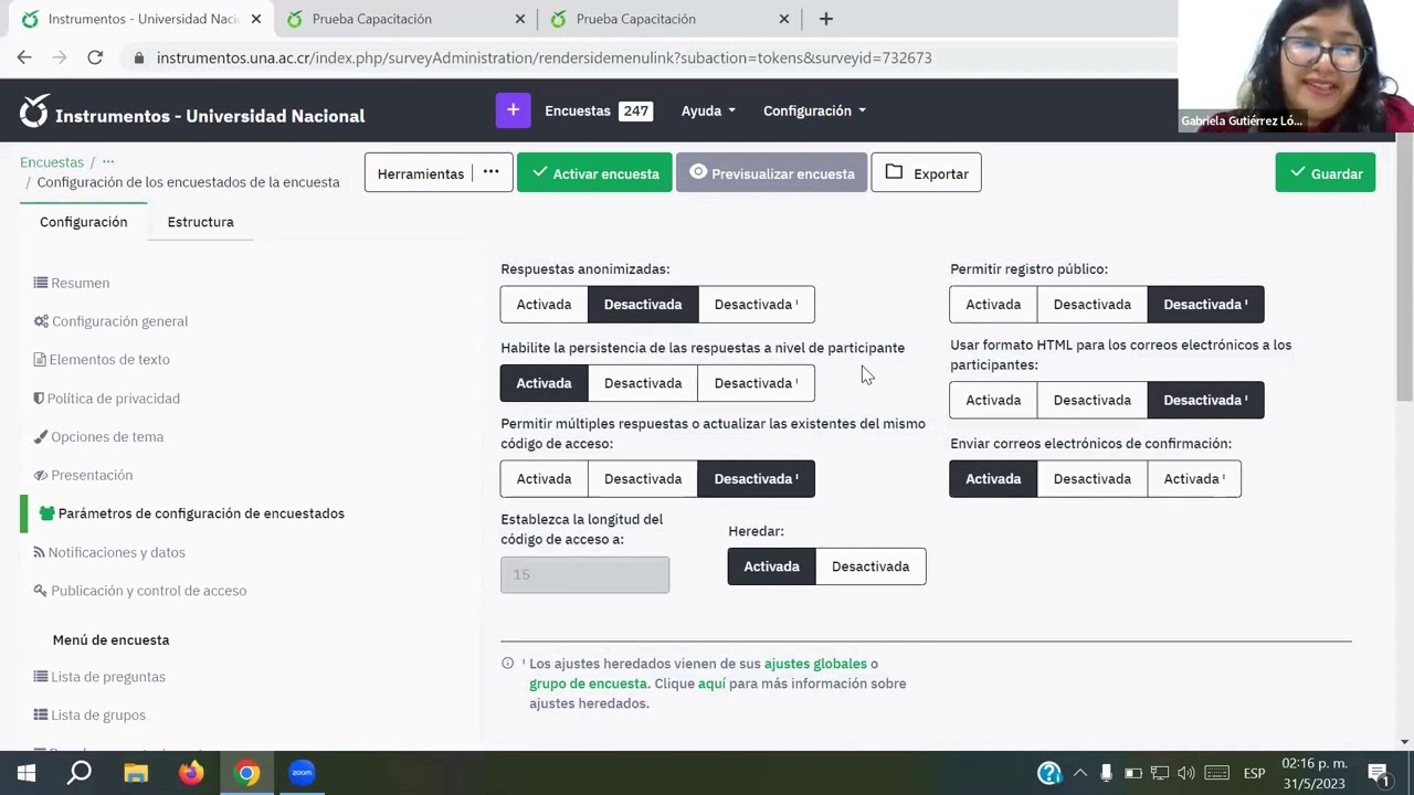 2. Configuración básica de LimeSurvey