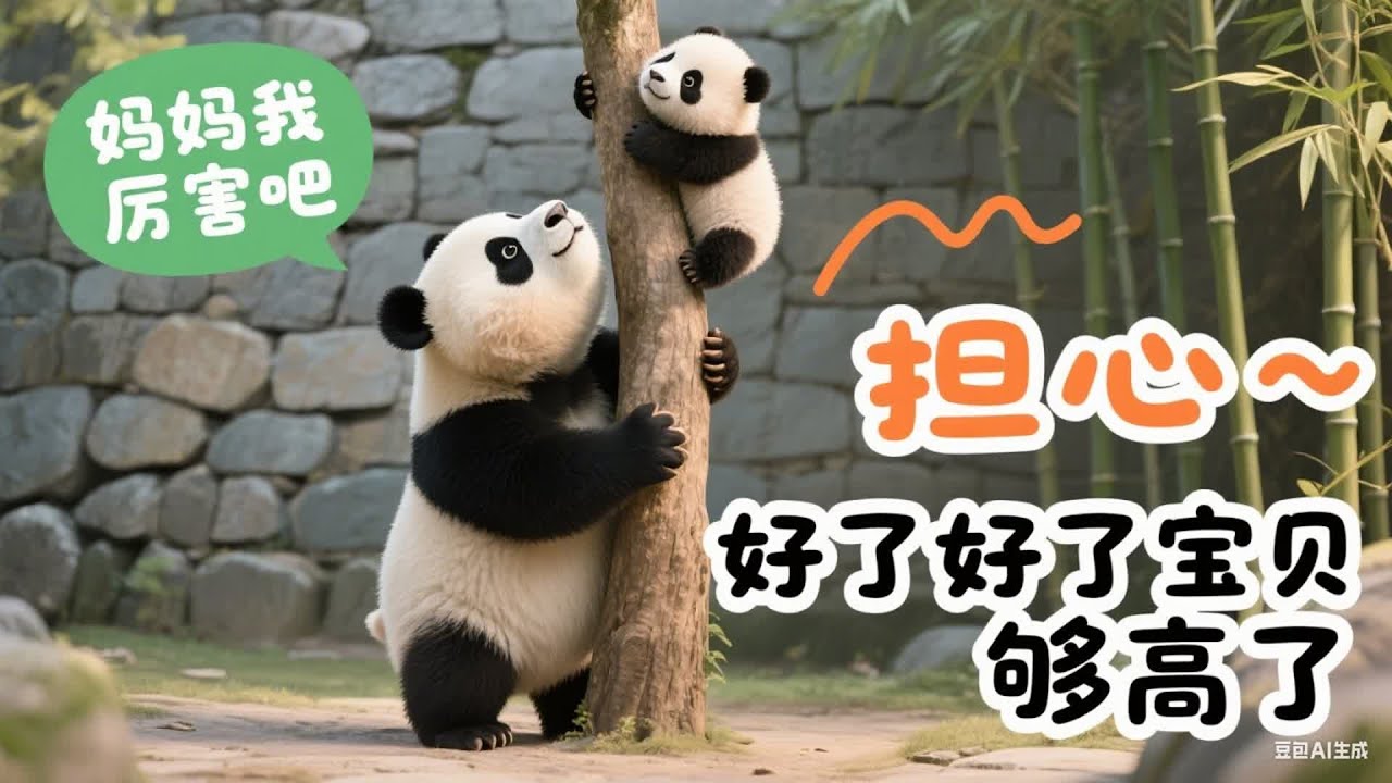 新手妈妈蕊蕊带娃，捧着怕摔，含着怕化，像两脚兽一样。#国宝大熊猫 #大熊猫蕊蕊 #熊猫带娃