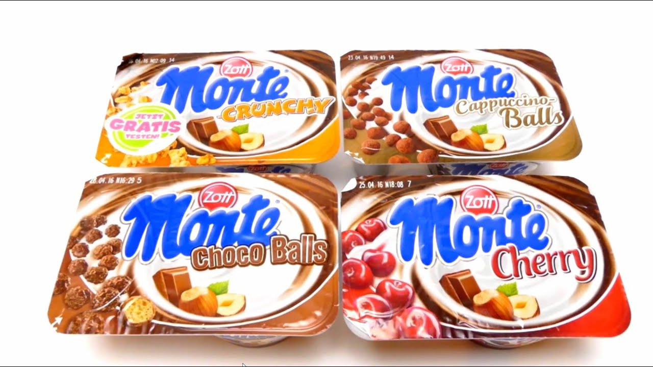 4 MONTE Desserts - Crunchy, Choco Balls, Cherry & Cappuccino Balls - Zott