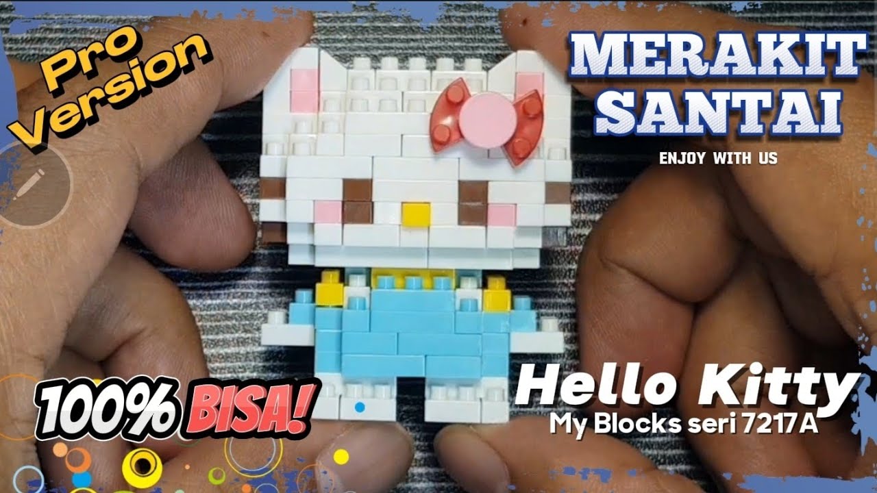 Merakit santai Lego Bricks Hello kitty Blue dress My Blocks 7217A