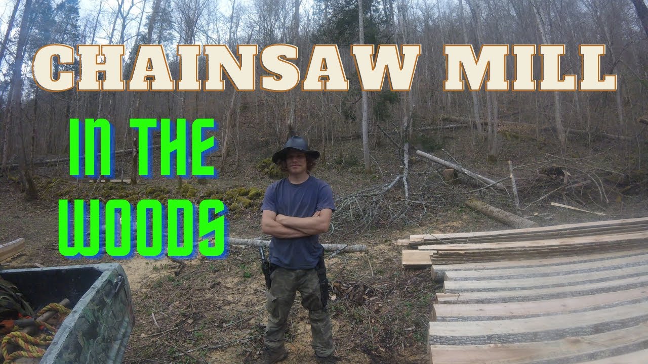 Off Grid Log Cabin Building - Chainsaw Mill In The Woods - Episode 1