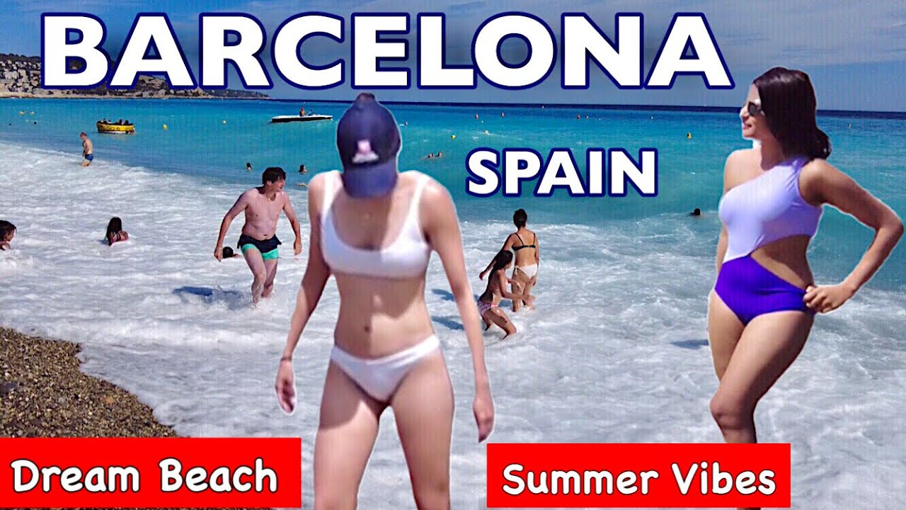 Barcelona, Spain Walking tour, Beach Walk, 4K Ultra HD