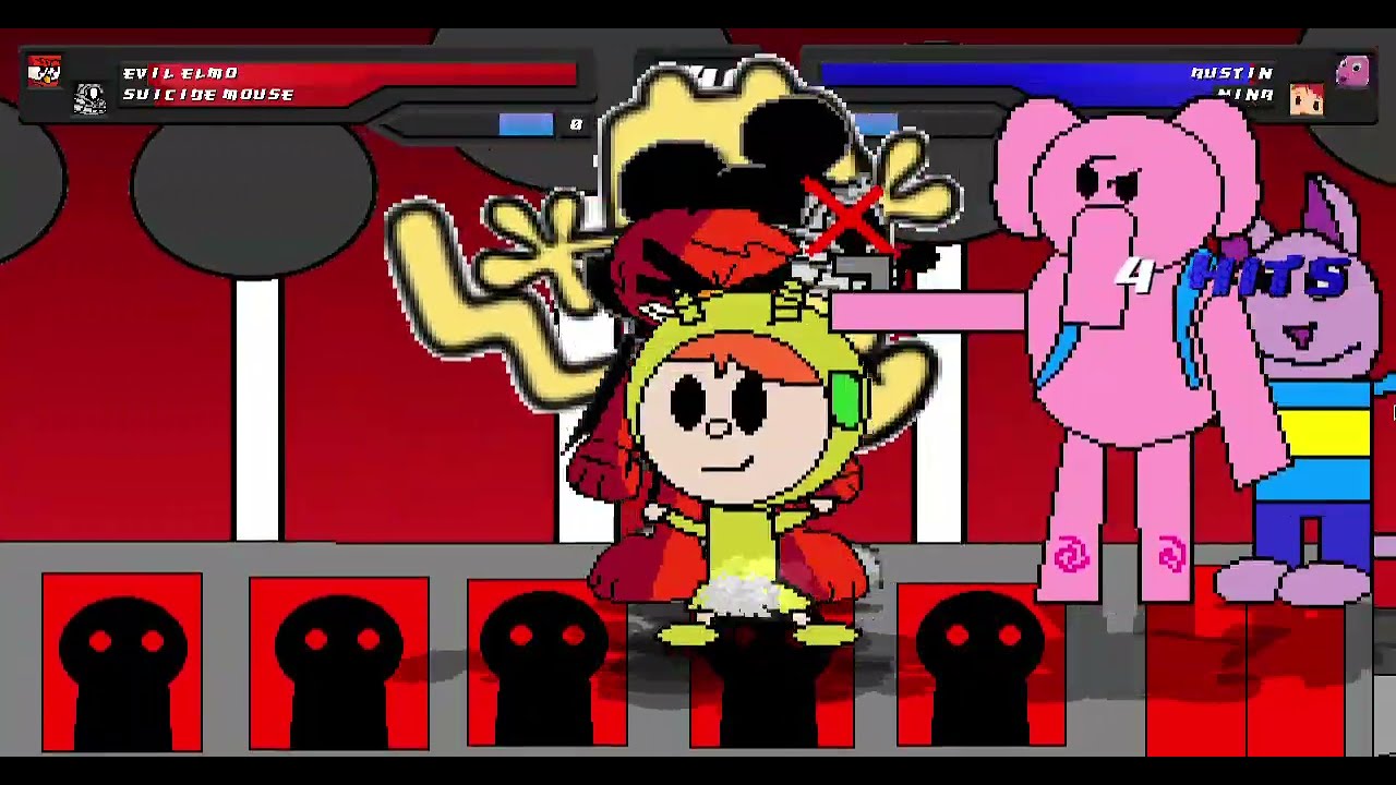 Mugen Request - Evil Elmo, Suicide Mouse & Wubbzy VS Austin, Nina & Elly