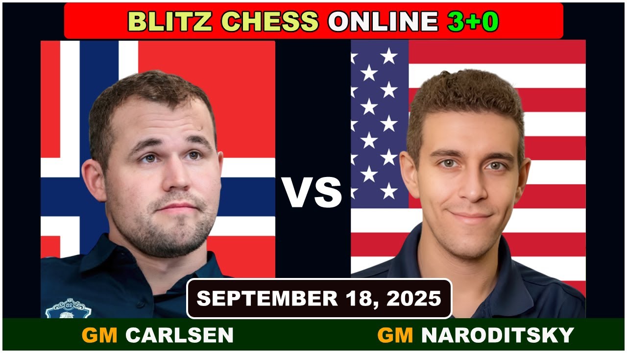 Magnus Carlsen vs Daniel Naroditsky | Blitz Chess 3+0 | ChessCom | September 18, 2025