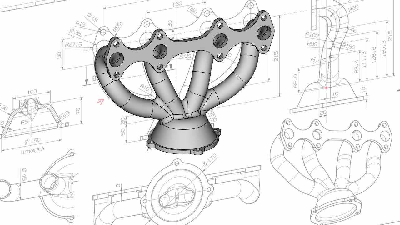 FreeCAD Выпускной коллектор Exhaust Manifold
