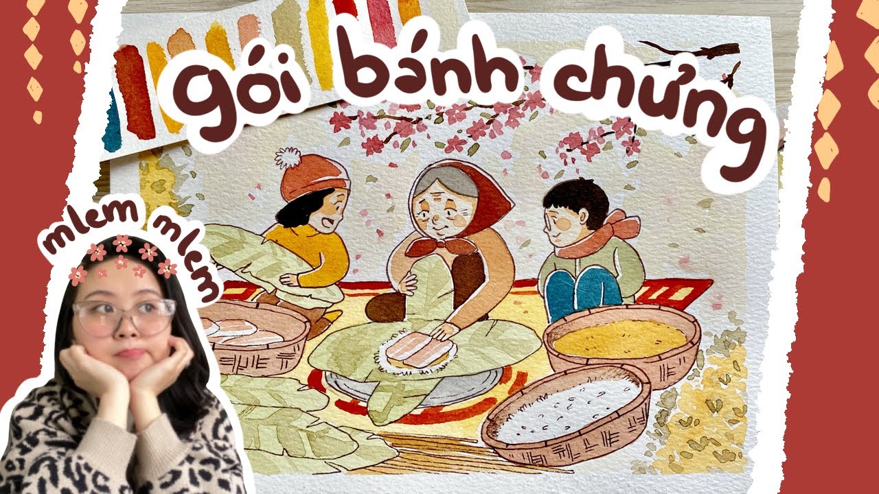 Vẽ gói bánh chưng ngày Tết | Beisme