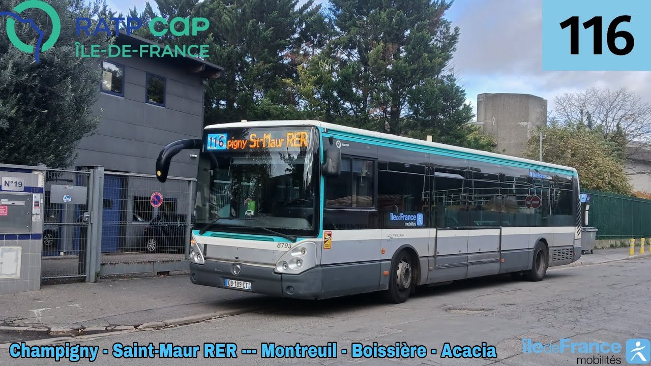 Bus 116 RATP CAP IDF - Citelis 12 N°8793💨 Champigny - St-Maur RER --- Montreuil - Boissière - Acacia