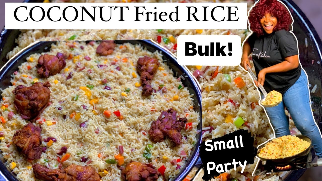 How to cook Coconut fried Rice for Mini Party | step by step | 10-15 people | Christmas Rice