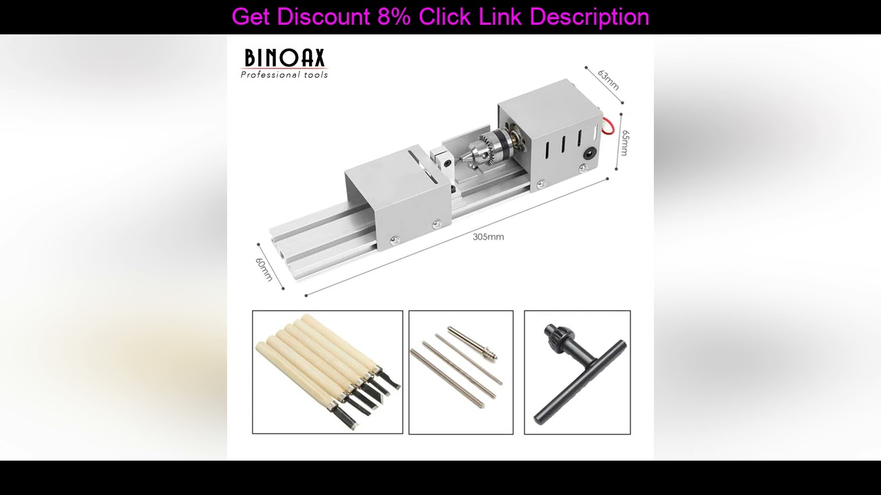 Deal DC12-24V 96W Mini Lathe Beads Machine Woodwork DIY Lathe Standard Set with Power carving cutte