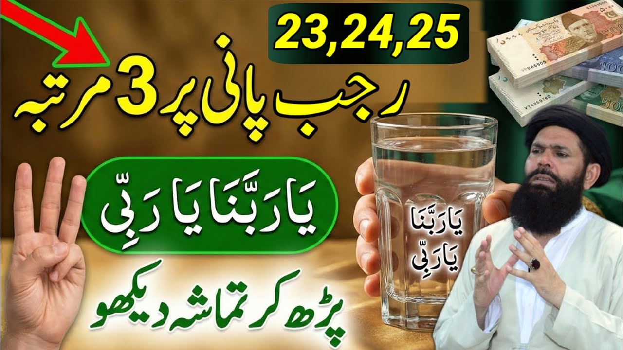 23,24,25 Rajab Pani Par 3 Bar Ya Rabbana Ya Rabi Parhne Ke Faide  | Ubqari Wazifa Dua 