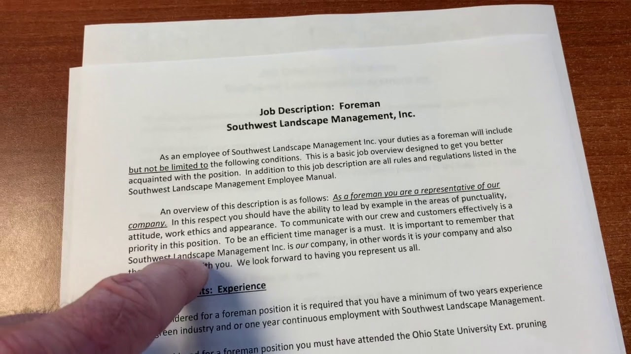 Landscape Foreman Job Description Tutorial