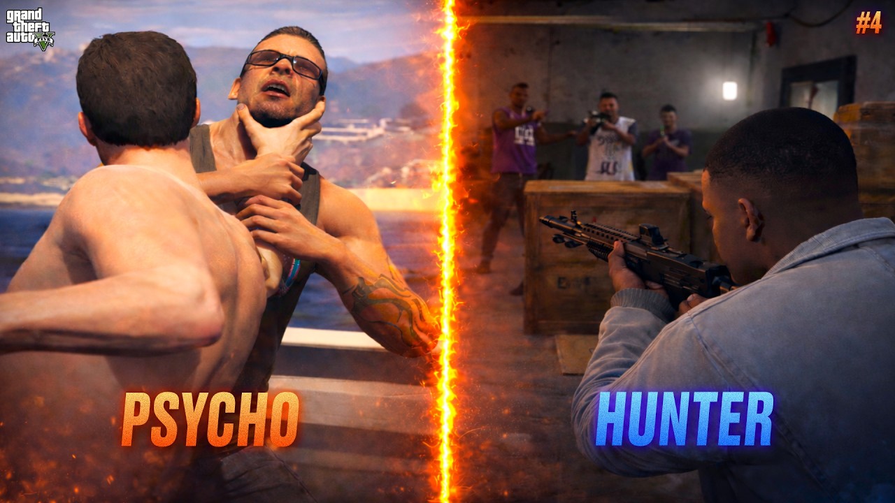 COMPLETE CHAOS IN MICHAEL & FRANKLIN'S LIFE 😮 | PSYCHO X HUNTER | GTA V #4